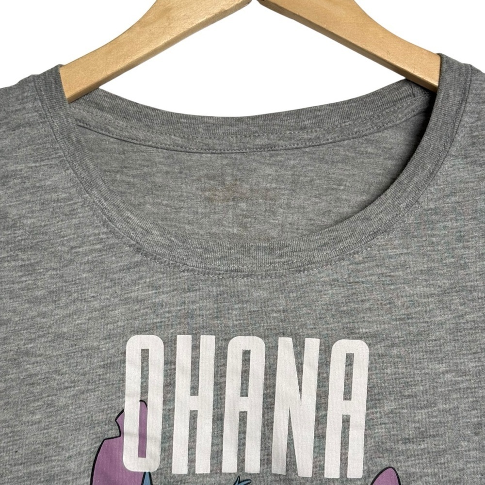 Disney Lilo & Stitch Ohana Means Family Graphic T-Shirt Juniors Size Medium Gray - Picture 4 of 6